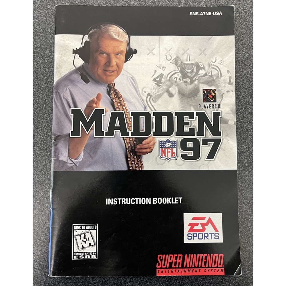 Madden NFL 97 SNES Super Nintendo Instruction Booklet Manual Only SNS-A7NE-USA